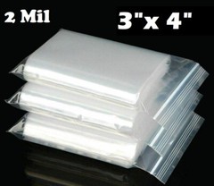 3″ x 4″ CLEAR 2 MIL ZIP SEAL BAGS POLY PLASTIC RECLOSABLE TOP SMALL LOCK BAGGIES
