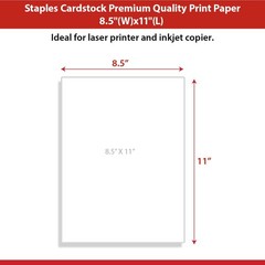 Staples Cardstock Paper, 8.5-Inch x 11-Inch Paper 8.5 x 11 inches, White