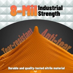Heavy Duty Orange Diamond Grip 8mil Nitrile Gloves – Industrial Grade, Punctu…
