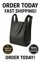 “1/6 Large Black T-Shirt Shopping Bags 21×6.5×11.5 Grocery Retail .51mil”