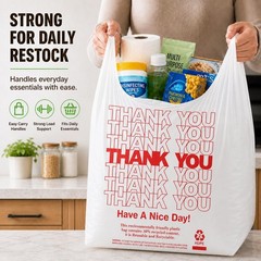 YoYoRain 1000 Pack White Thank You T-Shirt Bags with Handles, 11″x6″x21″ Plas…