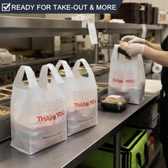 YoYoRain 1000 Pack White Thank You TShirt Bags with Handles, 11″x6″x21″ Plast…