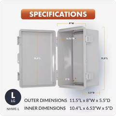 NEMA 4X 5.51 In. L X 7.87 In. W X 11.42 In. H PC Plastic Gray Weatherproof Elect