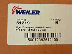 Weiler Flap Discs QTY10 7″ Dia Ceramic Zirconia Alumina Blend 51219