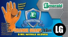 Emerald Orange Guard Max 8mil Orange Nitrile Gloves 1 case, 10 Boxes