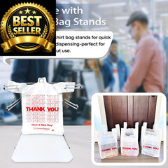 YoYoRain White Thank you T shirt bag, Grocery shopping bag Large,