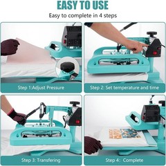 5 in 1 Heat Press Machine 15″x15″ T-Shirt Transfer Sublimation W. 30OZ Tumbler
