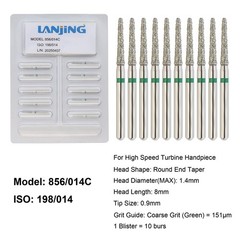 Dental Diamond Burs Round End Taper Diamond Bur Coarse Fine FG High Speed 856