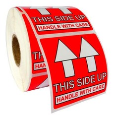 Pre-Printed THIS SIDE UP Labels/Stickers 2×2 (2″ x 2″) – (1) Roll of 500