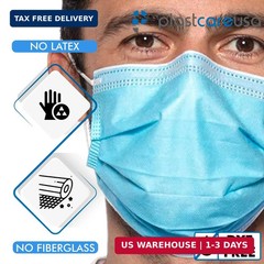 PlastCare USA 100 4-Ply ASTM Level 3 Face Masks, Disposable (Blue) (2 Boxes of 5