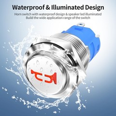 16MM Horn Switch Red LED Marine Button 12V