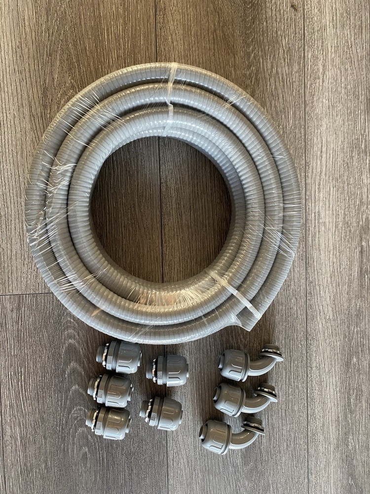 Liquid-Tight Conduit and Connector Kit 1/2Inch 25Ft, Flexible Non Metallic Liqui