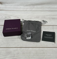 Simon Pearce Cube Glass Business Card Holder Paperweight