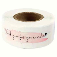 Pink Thank You For Your Order Stickers 250 Per Roll