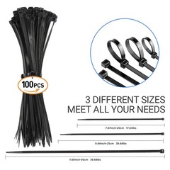 200Pcs Black Heavy Duty Cable Zip Ties UV Resistant 6 8 10 Inch