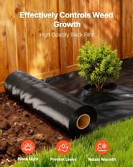 6Mil Plastic Sheeting Roll 10 x 100 FT Heavy Duty Polyethylene Black