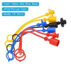 4Pcs/Set Rubber Hydraulic Coupler Dust Cap 1/4″ ISO A, Yellow/Red/Blue/Black
