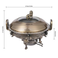 4 PCS Bronze Chinese Style Chafing Dishes Set with Alcohol Stoves Buffet