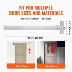 VEVOR Push Bar Door Locks Carbon Steel Panic Bars for Exit Doors Exterior Lever