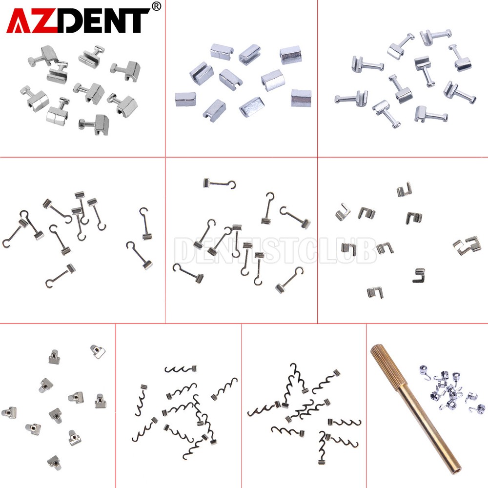 AZDENT Ortho Dental Crimpable Hooks 10pcs/pack Short/Long/Stop/Left/Right/Cross
