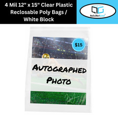 2000 Zip Seal Bags 12″x15″ White Block 4Mil Poly Writable Resealable Clear 12×15