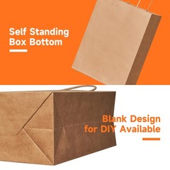 METAPRINT Brown Paper Gift Bags with Handles in 1 count (Pack of 100),
