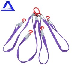 Four Leg Bridle Web Sling 5ft 6600lbs Lifting Slings with G80 Grab Hooks Safe