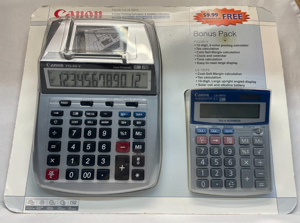 Canon P23-DH V Mini Desktop Printing Calculator and LS-100TS Handheld Calculator