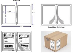 Perforated Round Corner 1000 half sheet 7.5″ x 5.125″ Shipping Labels LUCKYLEO