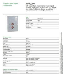 Square D MP42200 400 Amp w/2 Gang 200A Meter EUSERC OH/UG as WEP4212