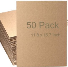 50 PCS 11.8 x 15.7 Inch Brown Corrugated Cardboard Sheets Single Wall Cardboa…