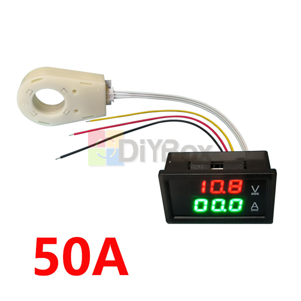 DC0-300V 50/100/200/400A Digital Current Voltage Meter Hall Ammeter Voltmeter