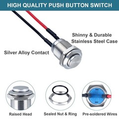5 Pcs 12mm 12v Momentary Push Button Switch Waterproof Push Button Switch Round