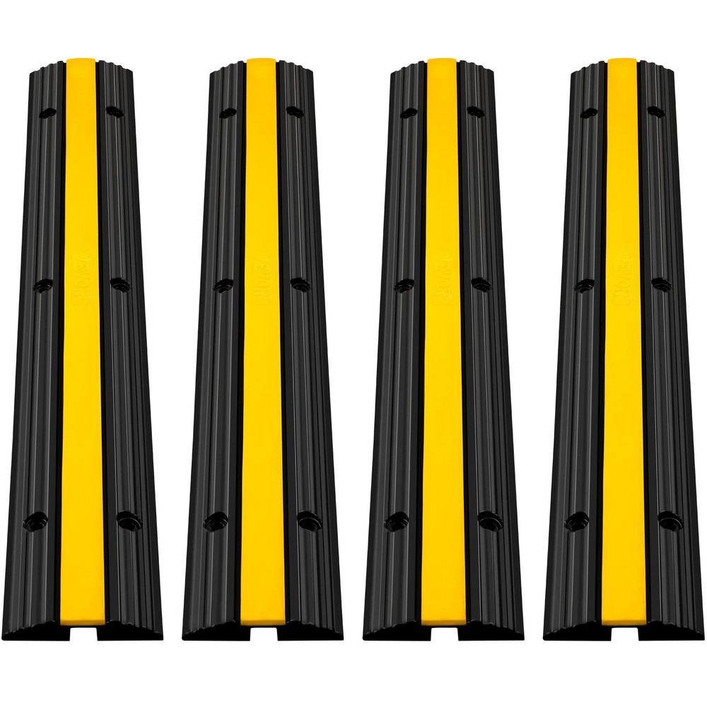 VEVOR 4 Pcs Speed Bumps 1 Channel Wire Hose 22000lbs Cable Protector Ramp