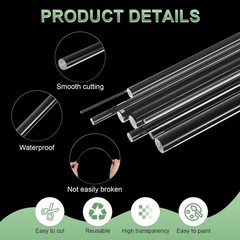 M METERXITY 20-Pack Acrylic Round Rods, 11.81 x 0.08 x Inch, Clear