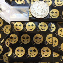 BaggiesSince1987 – 1515 Design Zip Bags 100PCS “WEEDS LEAF” in Gold, READ DETAIL