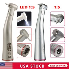 Dental 1:5 LED Fiber Optic Contra Angle Handpiece Red Ring fit NSK Ti-MAX X95L