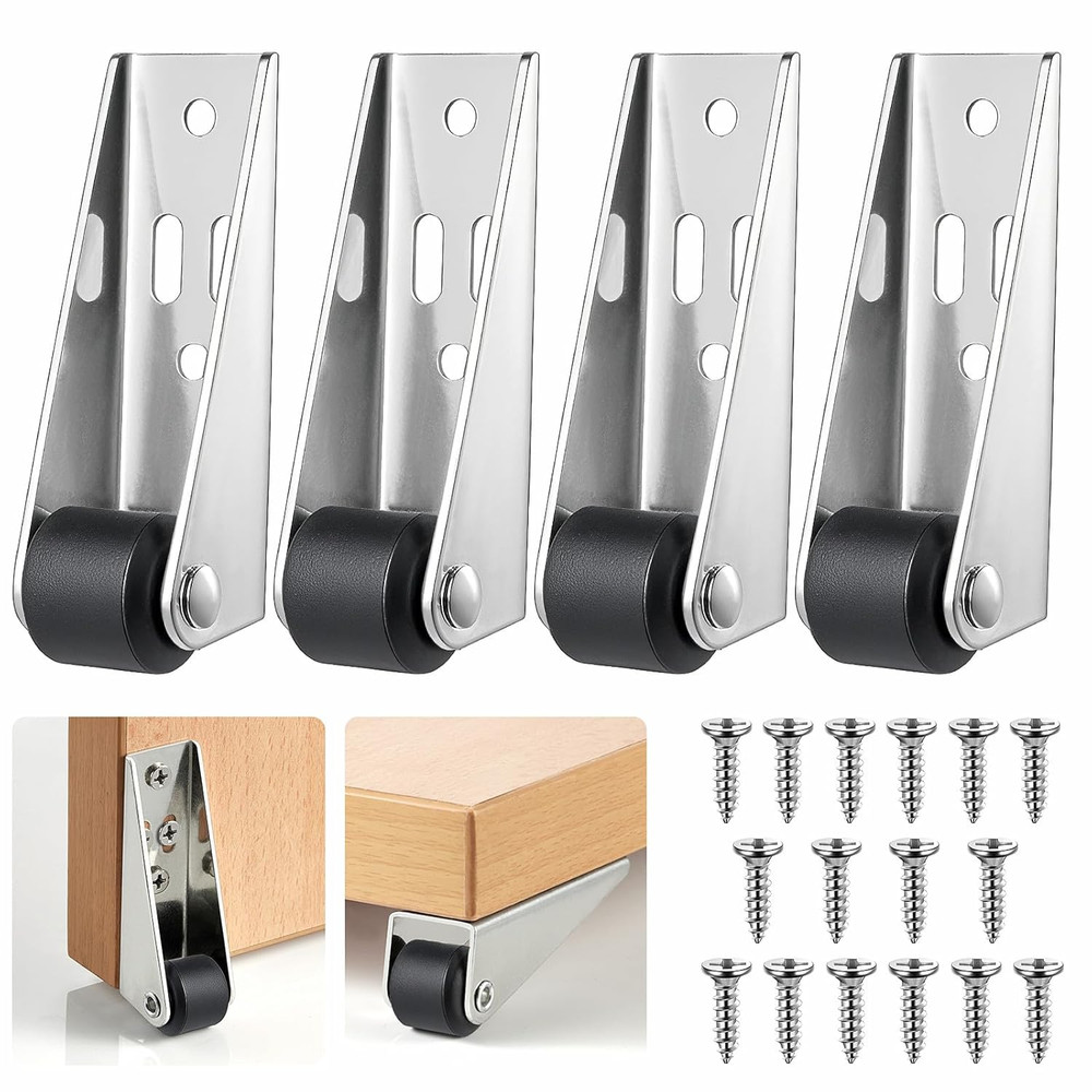 4Pcs 0.9 Low Profile Caster Wheels for Door Repair Furniture Fixed Rollers