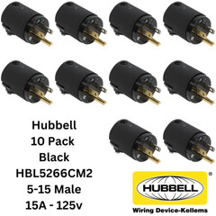 LOT 10x Hubbell HBL5266CM2 AC Male Edison NEMA 5-15P Plug 15A 125V Connector BLK