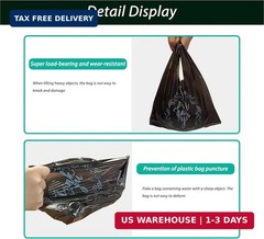 TOSPARTY 100PCS Black Thank You T-Shirt Bags Plastic Bulk Shopping Restaurant Ba