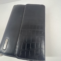 Franklin Covey Leather 6 Ringed Binder W/ Inserts Textured Pocket Compact Black