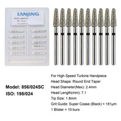 Dental Diamond Burs Round End Taper Diamond Bur Coarse Fine FG High Speed 856