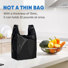 Black Plastic Grocery Bags, 100 Pack, 11.5’x 6.5″ x 21′, 22 Pound Capacity, Heav