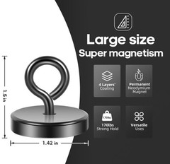 Large Fishing Magnets strong Neodymium super Rare Earth Magnet hooks 150-1600Lbs
