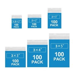 600 Pack Mini Zipper Lock 600pcs(1.5×2 2×2 2×3 3×3 3×4 3×5 inch), clear