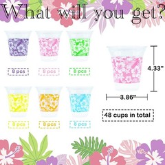 48 Pack 14 OZ Hawaiian Luau Plastic Cups Tropical Party Disposable Aloha Cup