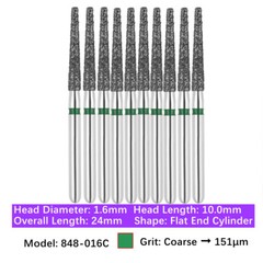 10pc Dental FG High Speed Diamond Burs Flat End Taper Shape Polishing Burs