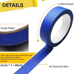 4 Rolls Premium Painters Tape, Blue 4 Rolls, 0.94IN X 22YD, Navy