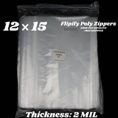 12″x15″ Clear 2 Mil Zipper Bags Poly Plastic Reclosable Zip Storage Large