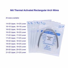 10×Dental Orthodontic Niti Thermal Activated Rectangular Arch Wires 14×25 Upper